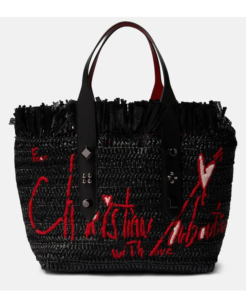 Christian Louboutin Borsa Frangibus Medium in rafia Nero