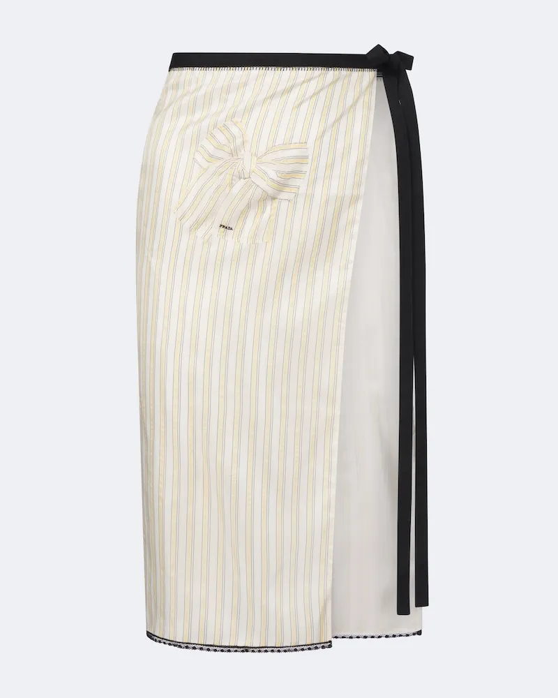 Prada Grembiule a righe con ricamo Beige