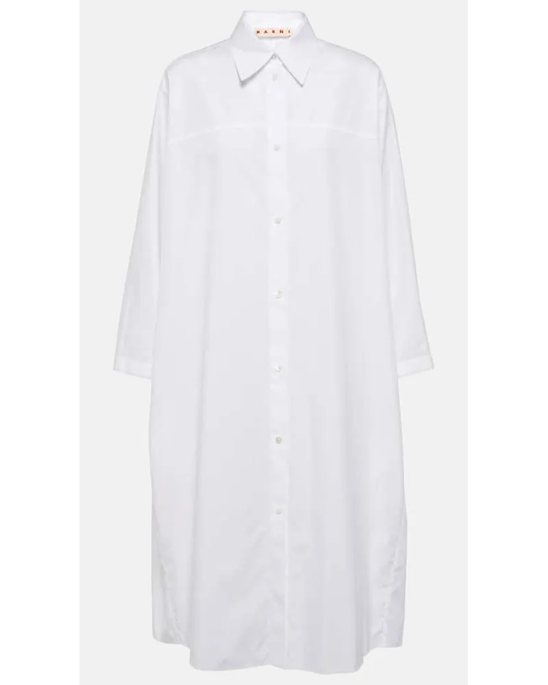 Marni Abito chemisier in popeline di cotone Bianco