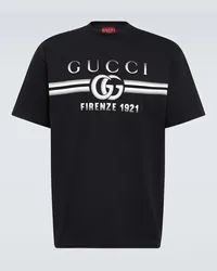 Gucci T-shirt in jersey di cotone con logo Nero