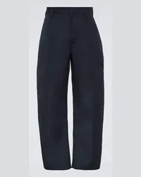 Bottega Veneta Pantaloni tapered in flanella di lana e cotone Blu