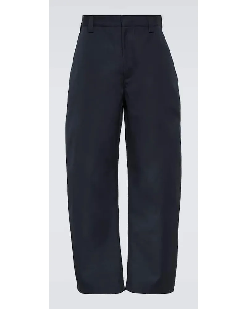 Bottega Veneta Pantaloni tapered in flanella di lana e cotone Blu