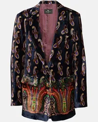 Etro Blazer monopetto in velluto Blu