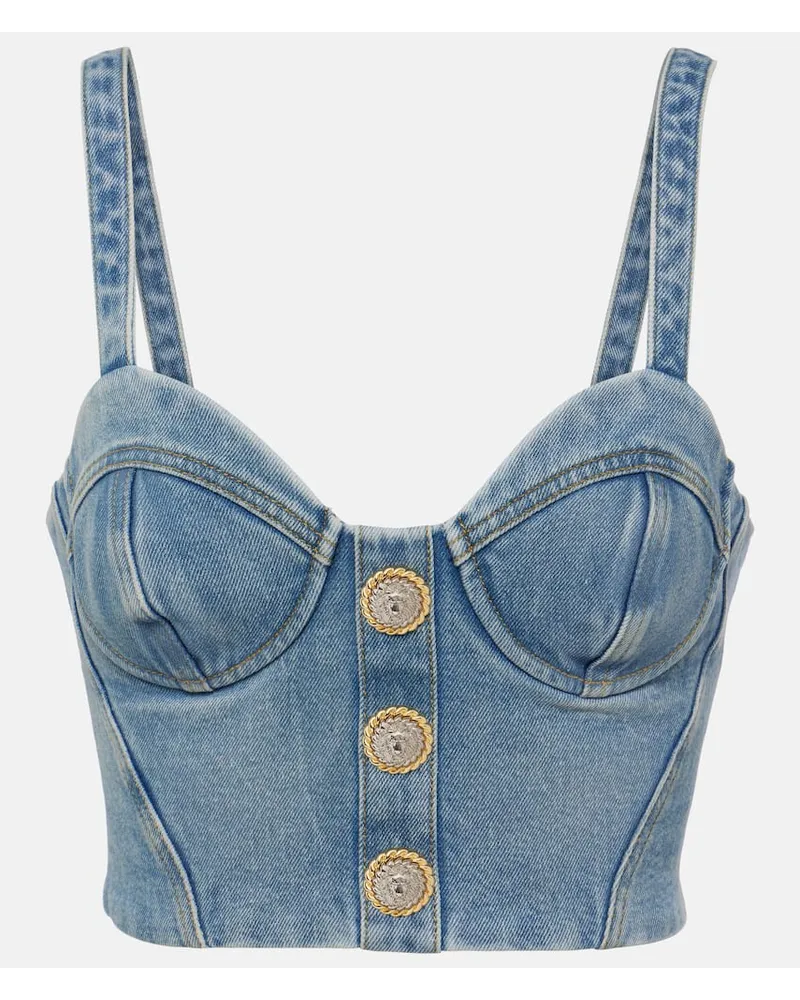 Balmain Bustier di jeans Blu