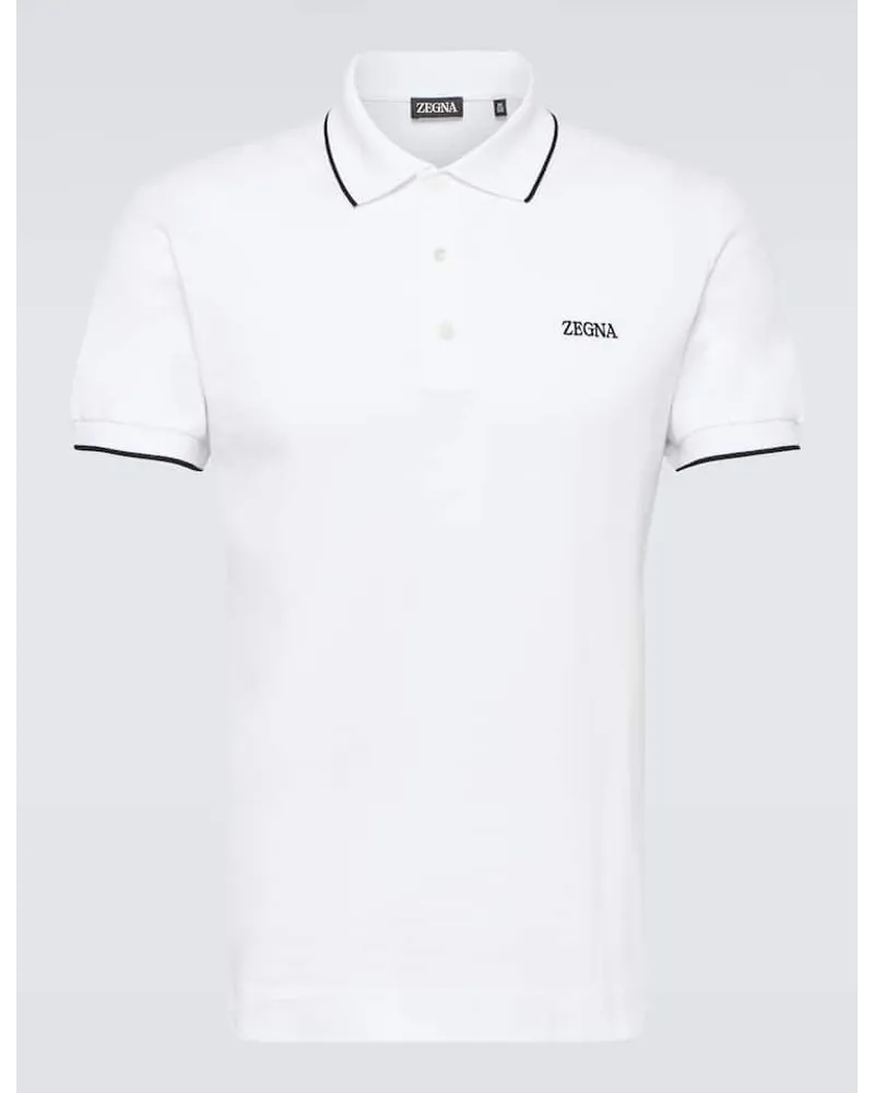 Ermenegildo Zegna Polo in misto cotone con logo Bianco