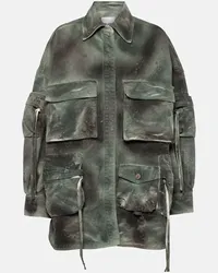 ATTICO Giacca cargo in denim camouflage Verde