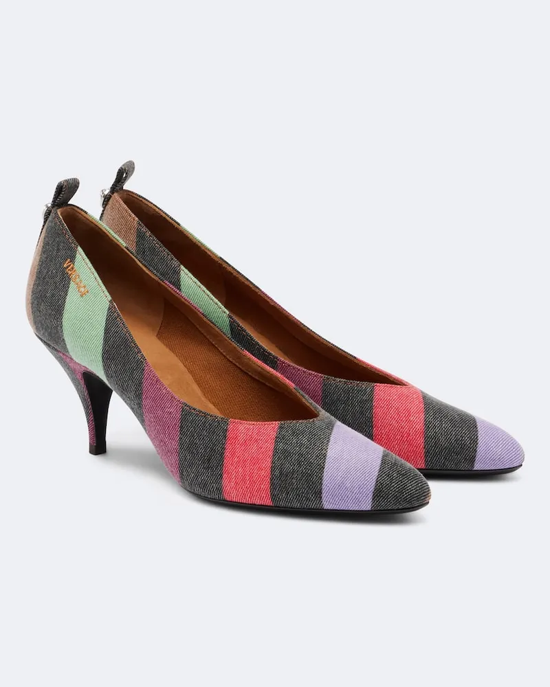Versace Pumps Tina in denim a righe Multicolore