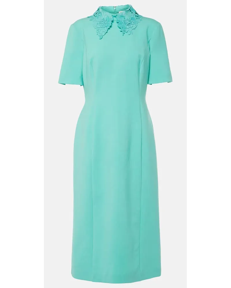 Oscar de la Renta Abito midi in misto lana con pizzo Verde
