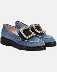 Roger Vivier Mocassini Viv' Rangers in denim con cristalli Blu