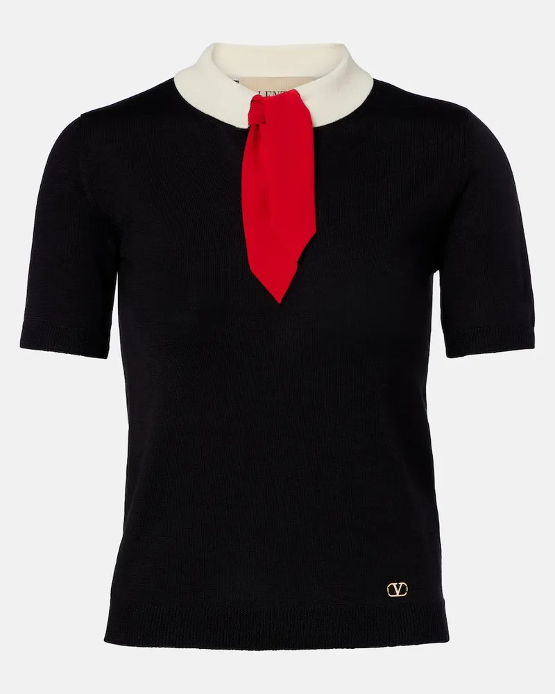 Valentino Garavani Pullover Maglia VLogo in lana Nero
