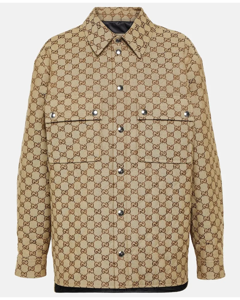 Gucci Giacca camicia in canvas GG Beige