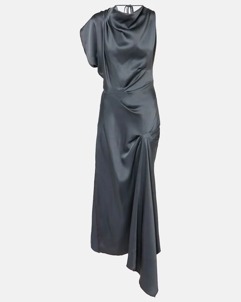 Victoria Beckham Abito lungo asimmetrico in raso Grigio