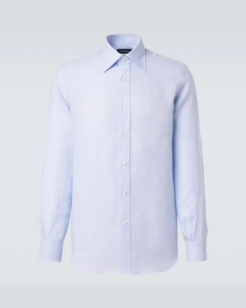 Thom Sweeney Camicia in lino Blu