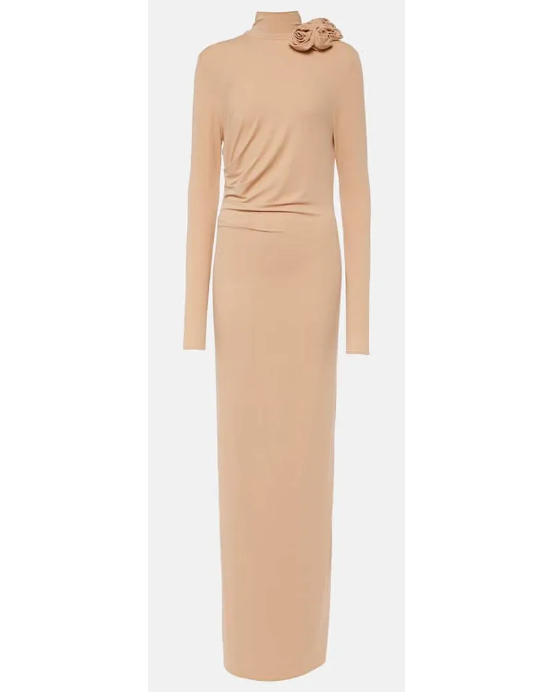 Magda Butrym Abito lungo con applicazione floreale Beige