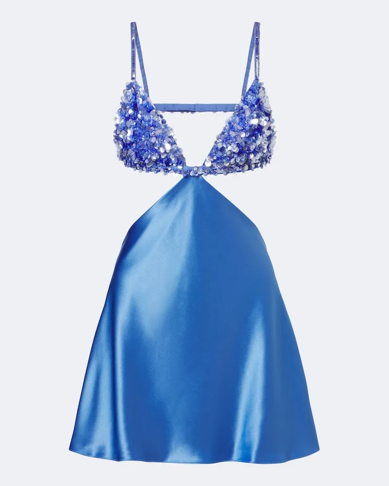 Retrofête Retrofête Abito corto Taliera in raso con paillettes Blu