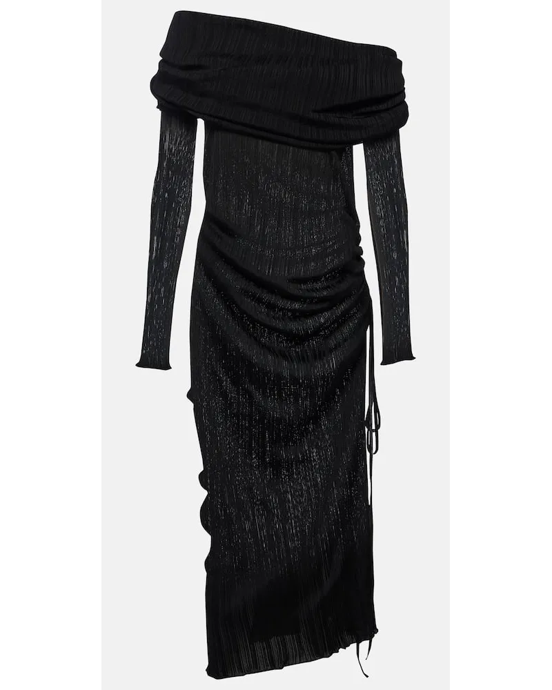 Alaïa AlaÃ¯a Abito lungo con scollo bardot Bianco