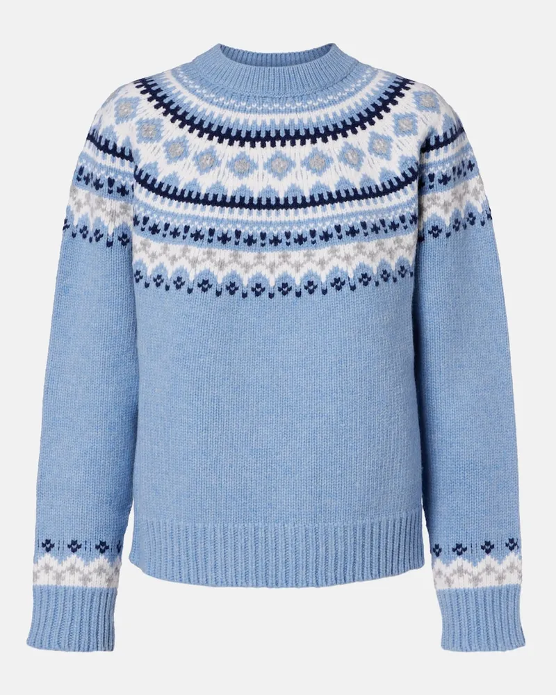 Miu Miu Pullover Fair Isle in jacquard di lana vergine Blu