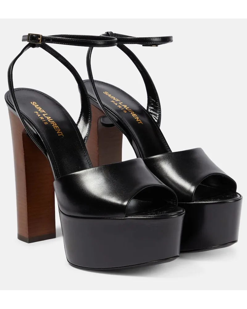 Saint Laurent Sandali con plateau Jodie 95 in pelle Nero