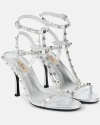 Valentino Garavani Sandali Rockstud 100 in pelle Argento