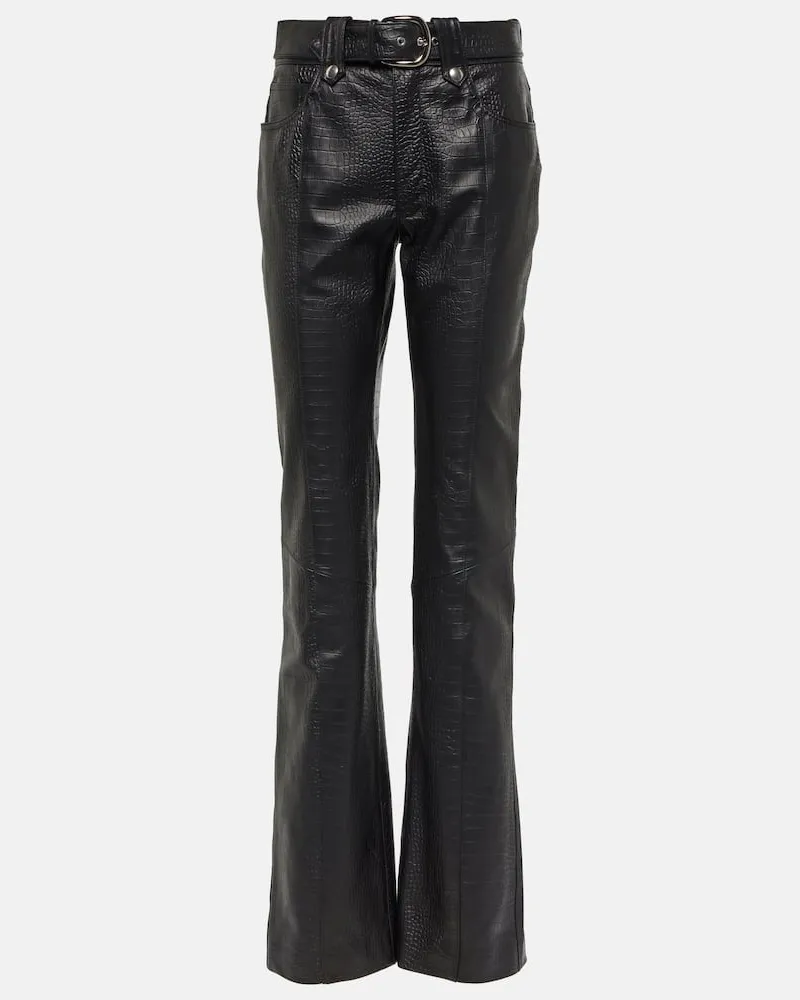 Alessandra Rich Pantaloni in pelle stampata Nero
