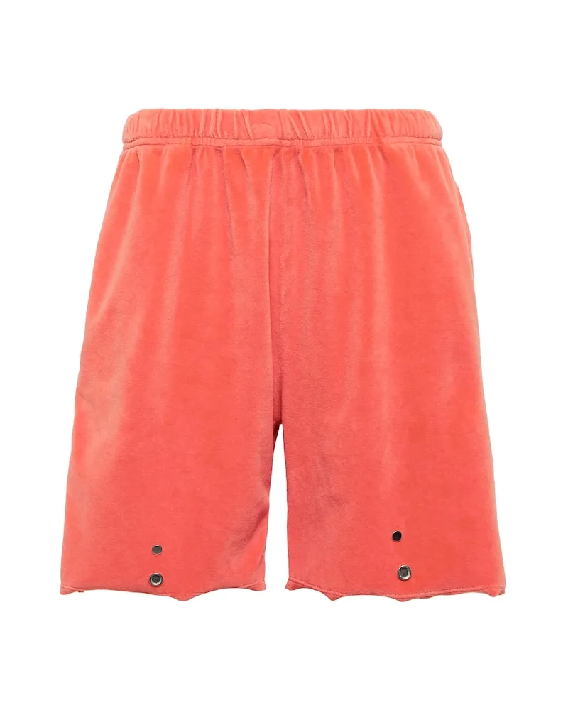 LES TIEN Shorts Snap Front in velluto Arancione