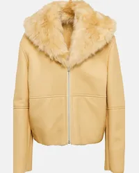 Jil Sander Giacca in pelle e shearling Giallo