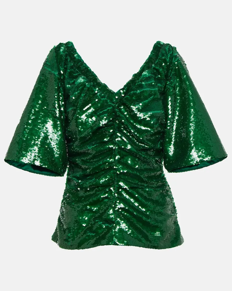 Ganni Top con paillettes Verde