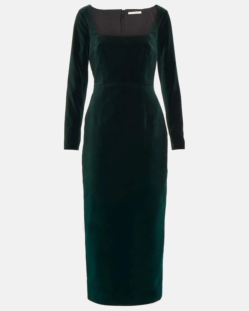 EMILIA WICKSTEAD Abito midi Nyla in velluto di cotone Verde