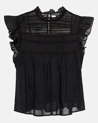 Velvet Blusa Inessa in cotone con balze Nero