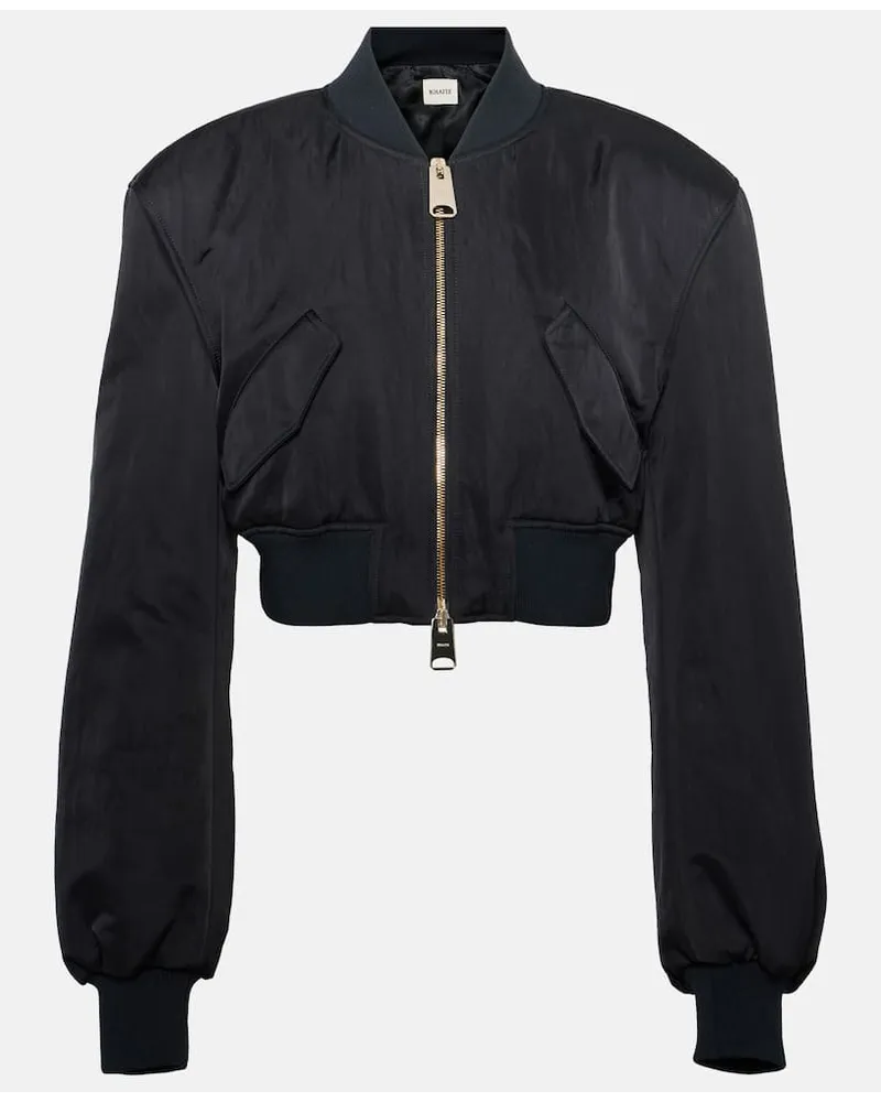 KHAITE Bomber Reggie oversize in raso Nero