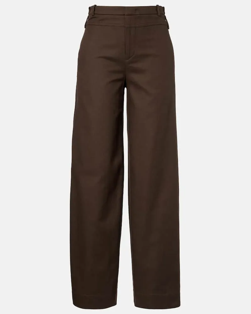 Vince Pantaloni in twill di cotone a gamba larga Marrone