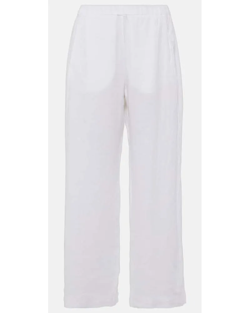 Velvet Pantaloni a gamba larga Lola in lino Bianco