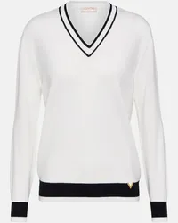 Valentino Garavani Pullover in lana con scollo a V Bianco