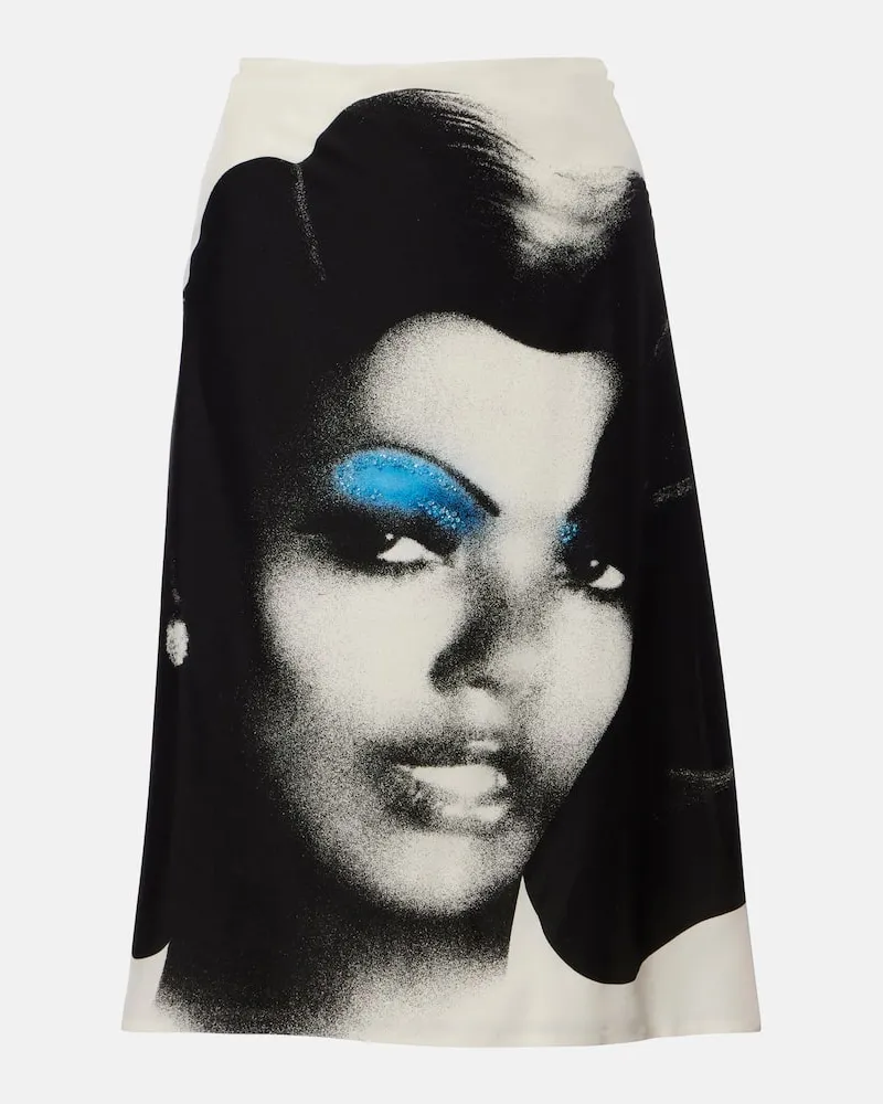 Versace Gonna midi in popeline di seta con stampa Multicolore