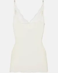 Saint Laurent Top in misto cotone con pizzo Bianco