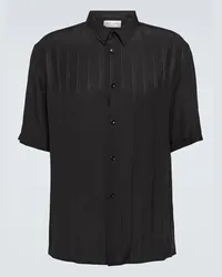 Saint Laurent Camicia Cassandre in seta Nero