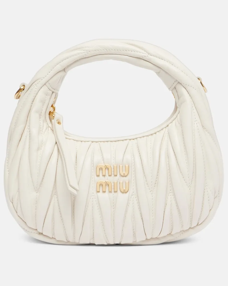 Miu Miu Borsa a spalla Wander Mini in pelle matelassé Bianco