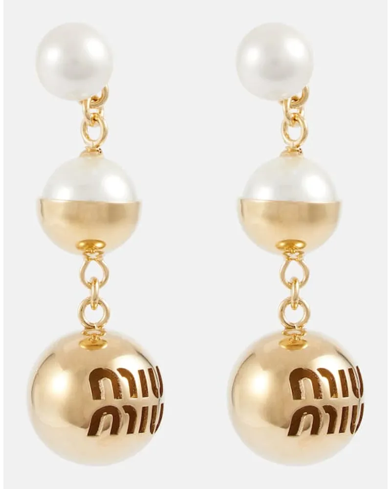 Miu Miu Orecchini pendenti con perle bijoux Multicolore