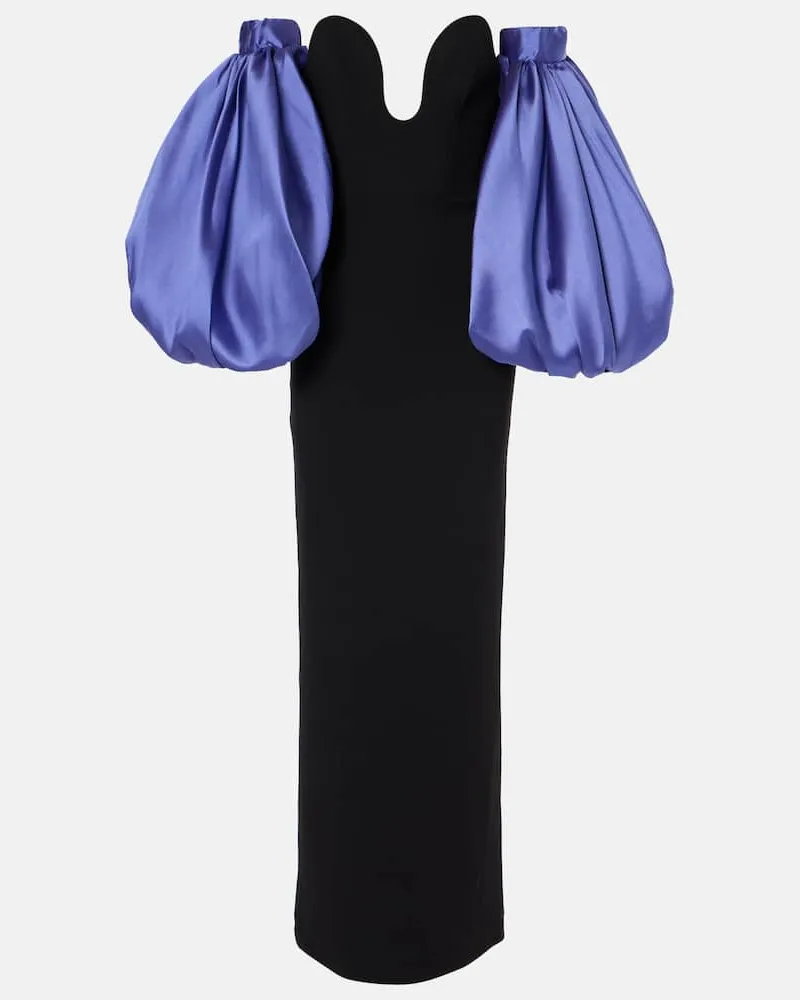 Solace London Abito lungo Karina in twill e crÃªpe Nero