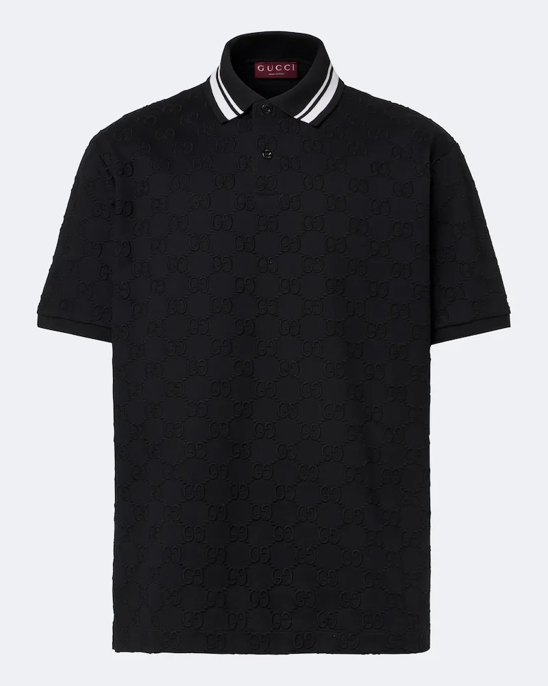 Gucci Polo GG in piqué di misto cotone Nero