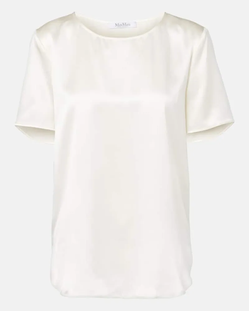 Max Mara T-shirt Dida in raso di seta Bianco