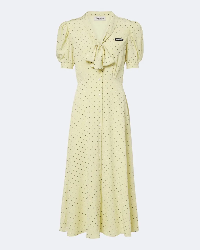 Miu Miu Abito midi in seta a pois Giallo