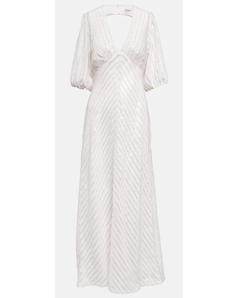 RIXO Bridal - Abito lungo Steph con paillettes Bianco