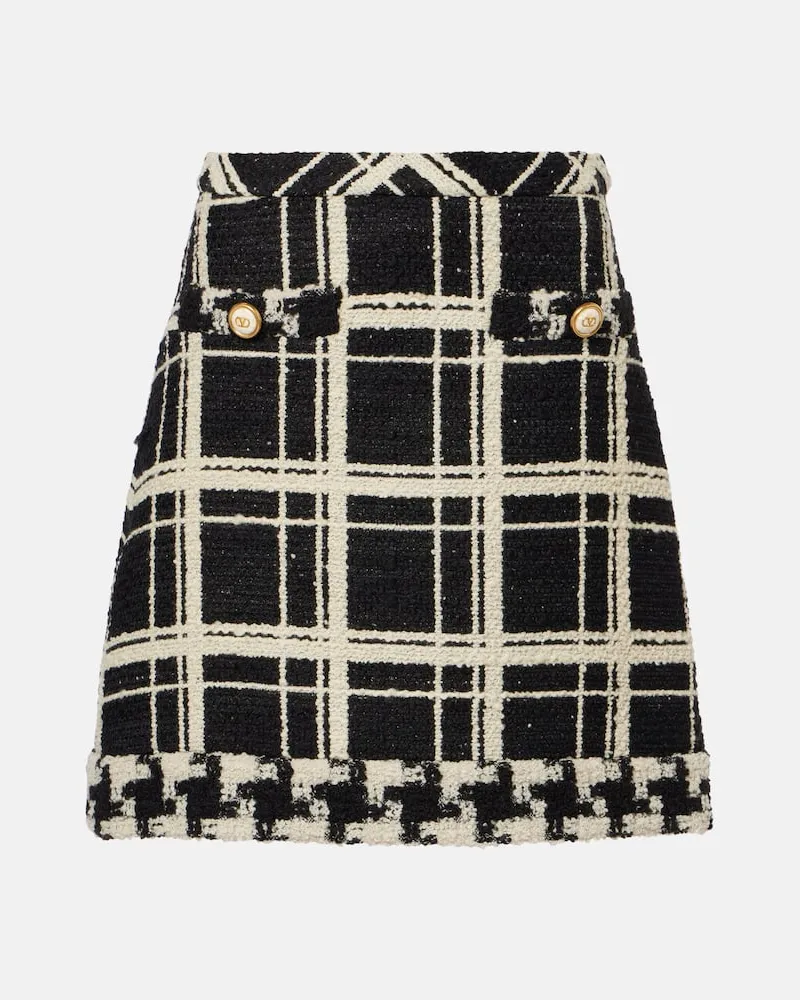 Valentino Garavani Minigonna Mossi in tweed di misto lana Nero