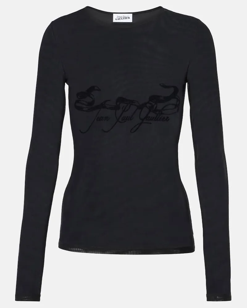 Jean Paul Gaultier Top Tattoo Collection in mesh Nero