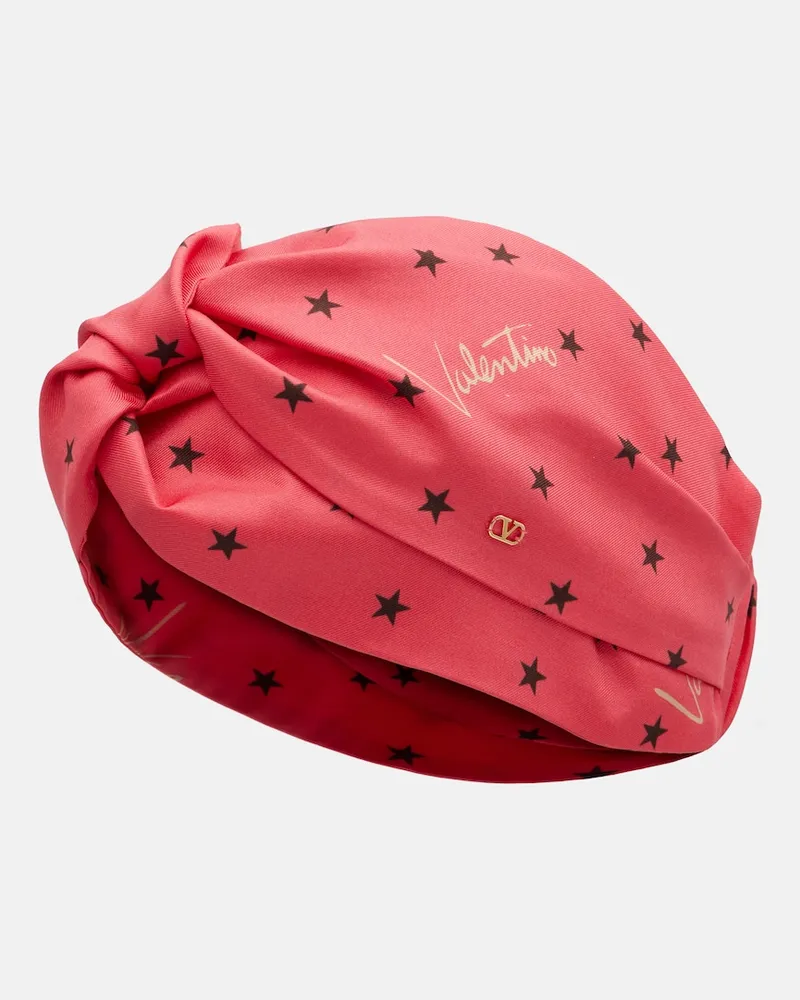 Valentino Garavani Cappello in twill di seta con stampa Rosa