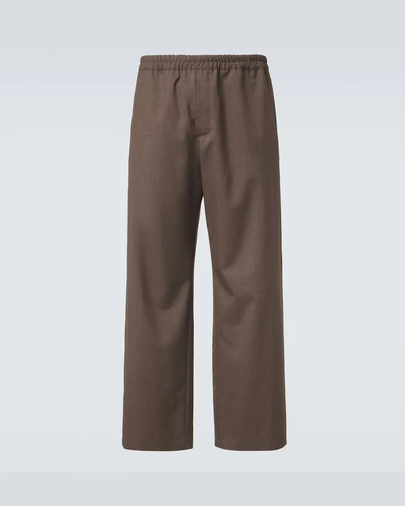 The Row Pantaloni Ari in lana a gamba larga Marrone