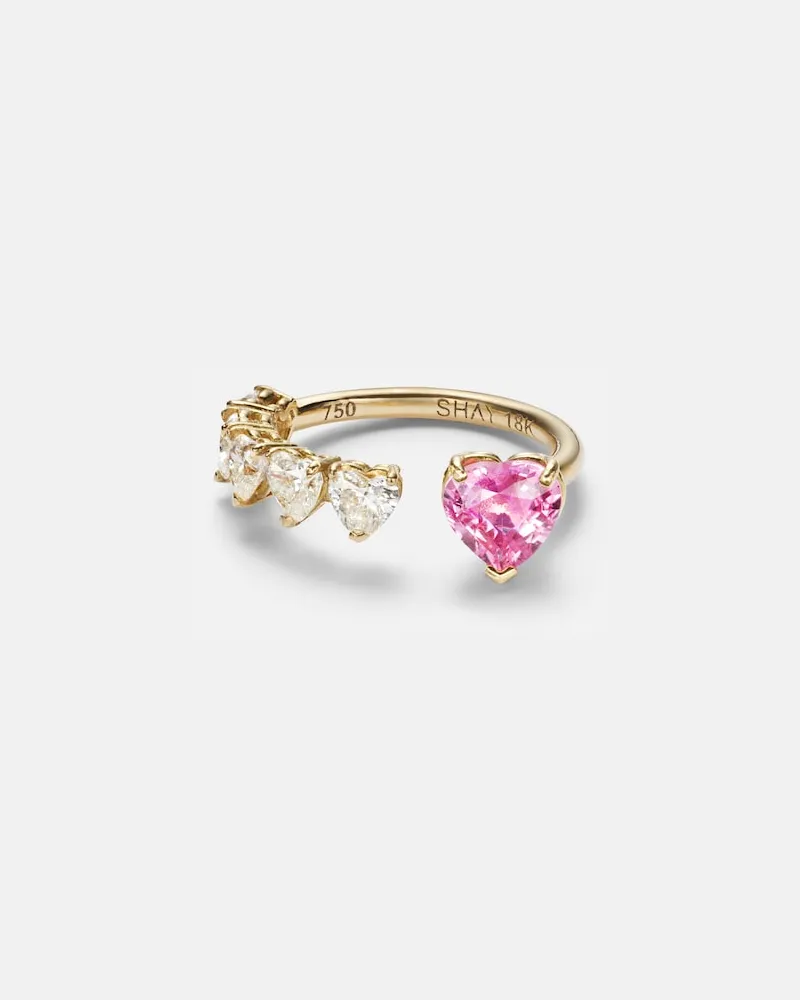 SHAY Anello in oro giallo 18kt con zaffiro e diamanti Oro