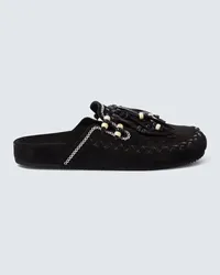 Alanui Slippers The Journey in suede Nero