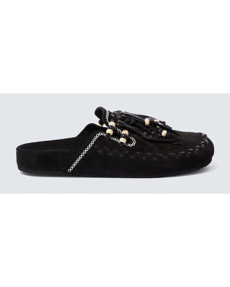 Alanui Slippers The Journey in suede Nero